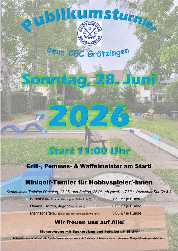Das Bild zeigt das Plakat zum Publikumsturnier 2026