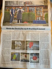 Das Foto zeigt einen Zeitungsausschnitt mit einem Vorbericht zur Deutschen Meisterschaft 2026 in Krumbach